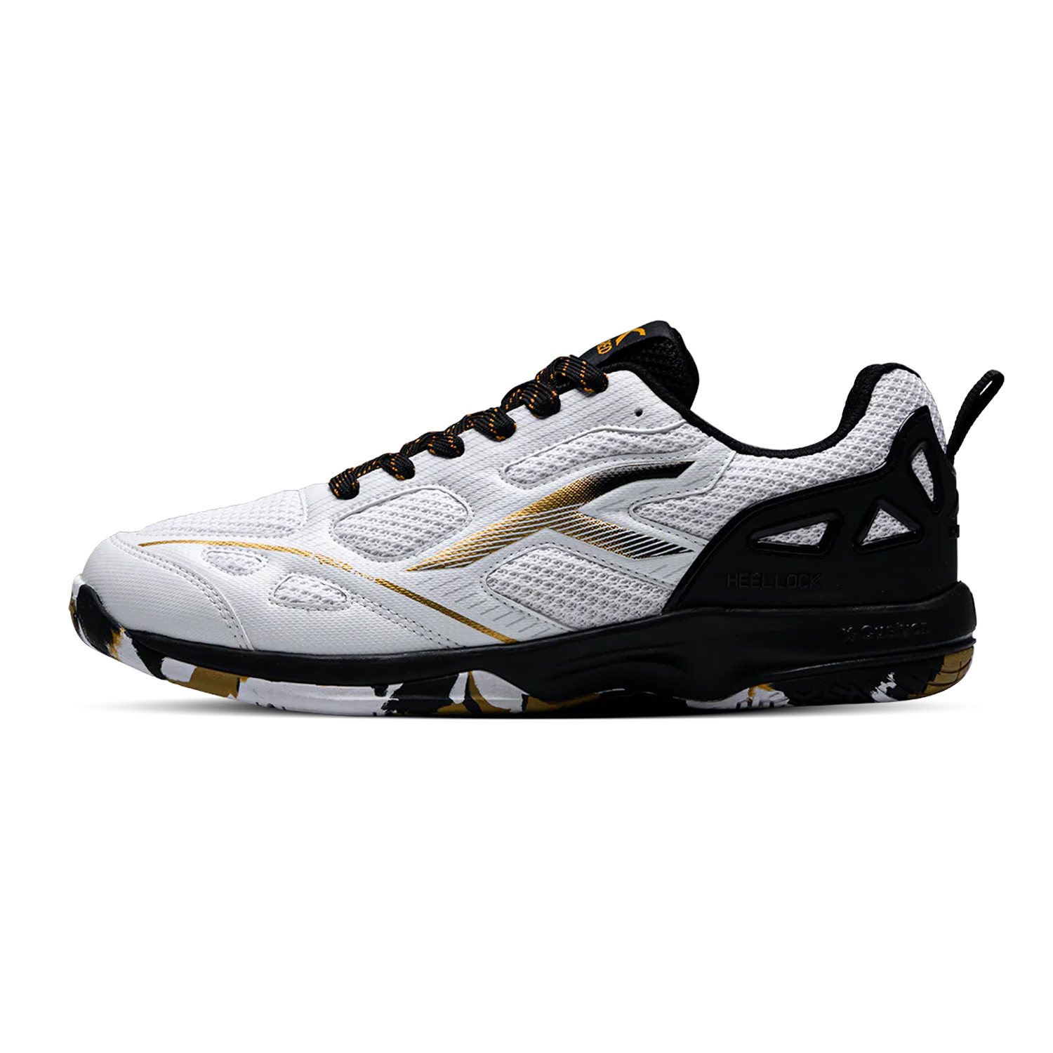 Hundred Raze Pro Badminton Shoes (White/Gold/Black)